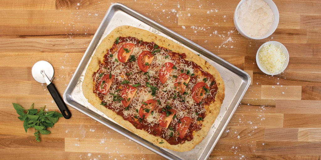 Homemade Margherita Pizza overhead