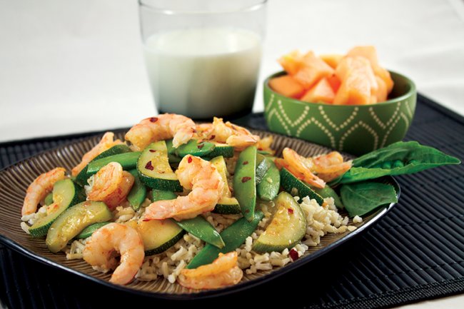 Plate of Lemon Shrimp Stir-Fry