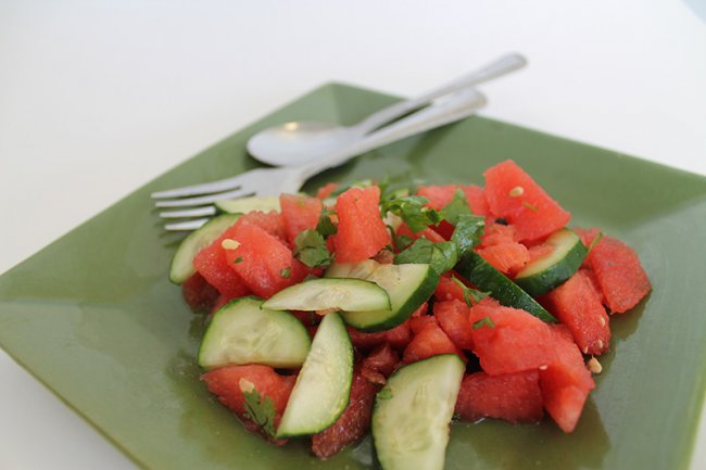 Plate of Minted Watermelon Salad