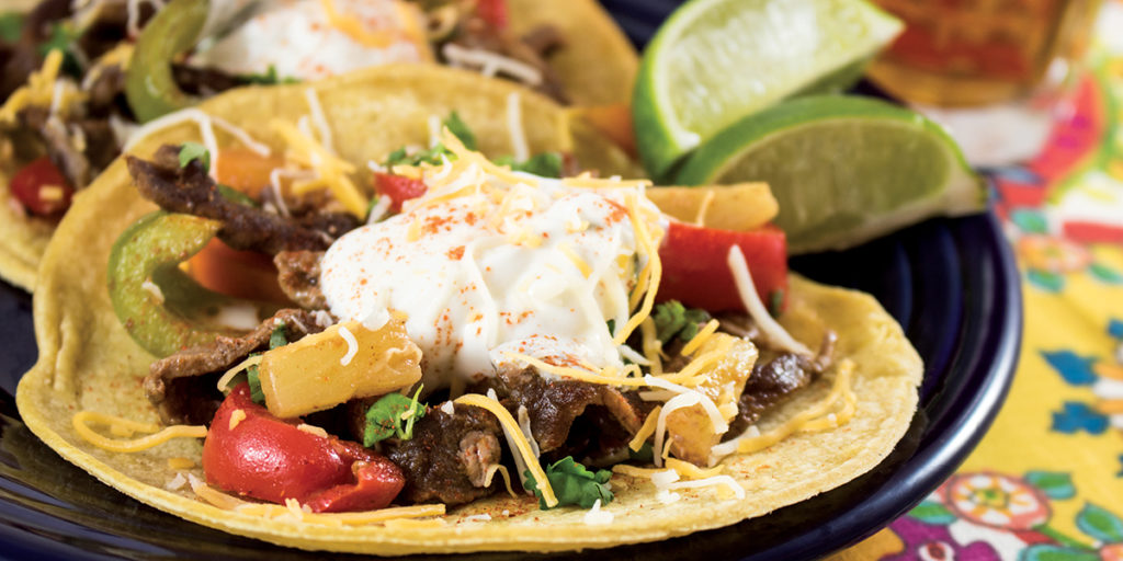 Plate of Roasted Steak Fajitas