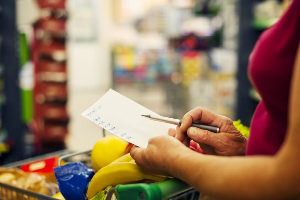 person with shopping list