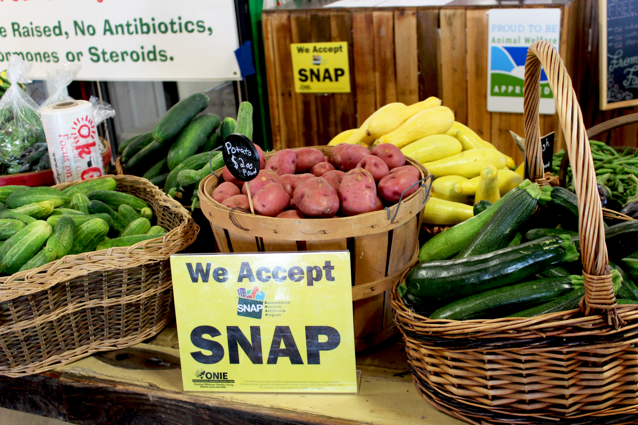 Farmers Market Produce with SNAP sign