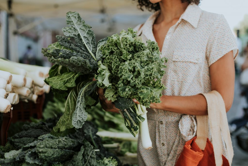 Green vegetables at the farmers market