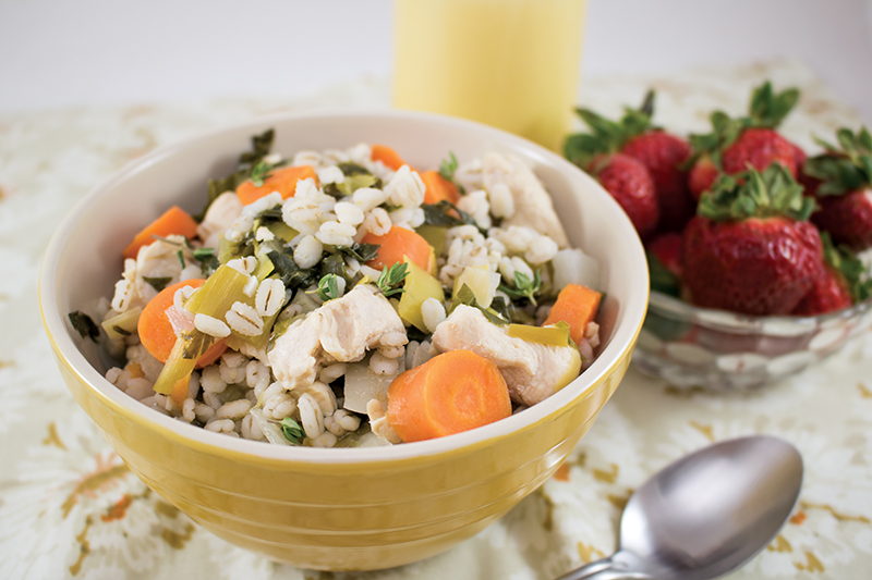 Bowl of Barley Chicken Soup