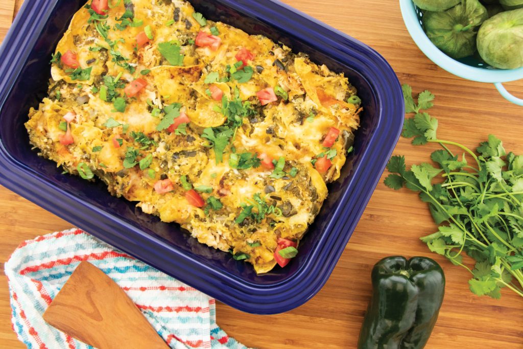 Green Chile Chicken Tortilla Casserole